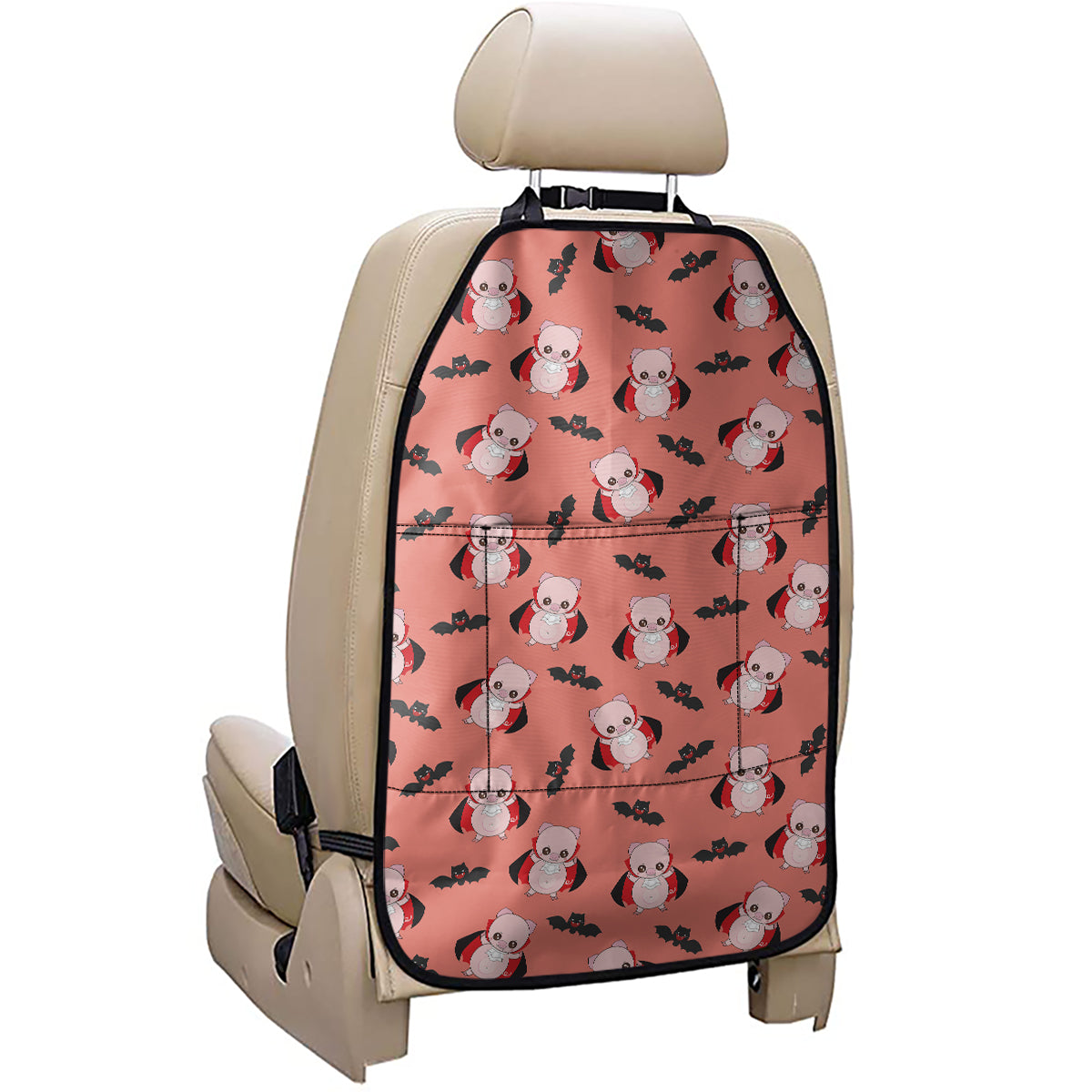 Dracula Pig Pattern Print Car Seat Organizers