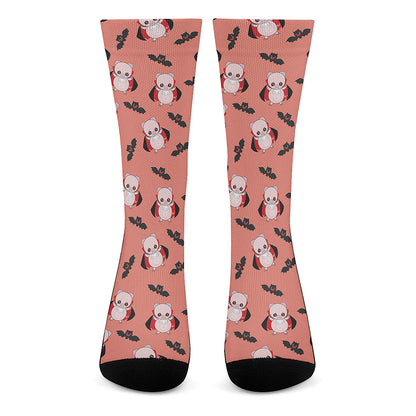 Dracula Pig Pattern Print Crew Socks