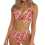 Dracula Pig Pattern Print Front Bow Tie Bikini