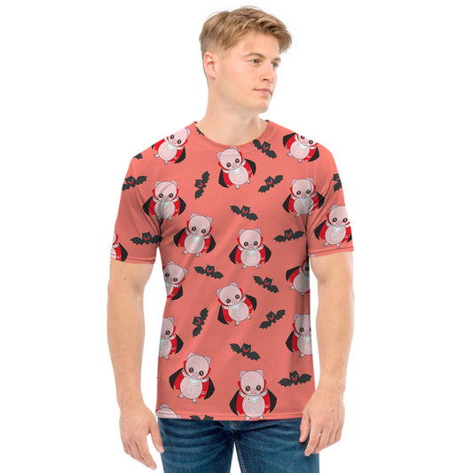 Dracula Pig Pattern Print Men's T-Shirt