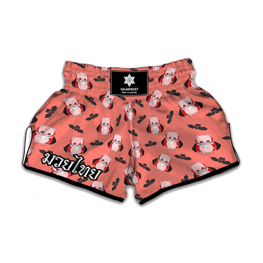 Dracula Pig Pattern Print Muay Thai Boxing Shorts