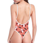 Dracula Pig Pattern Print One Piece High Cut Swimsuit
