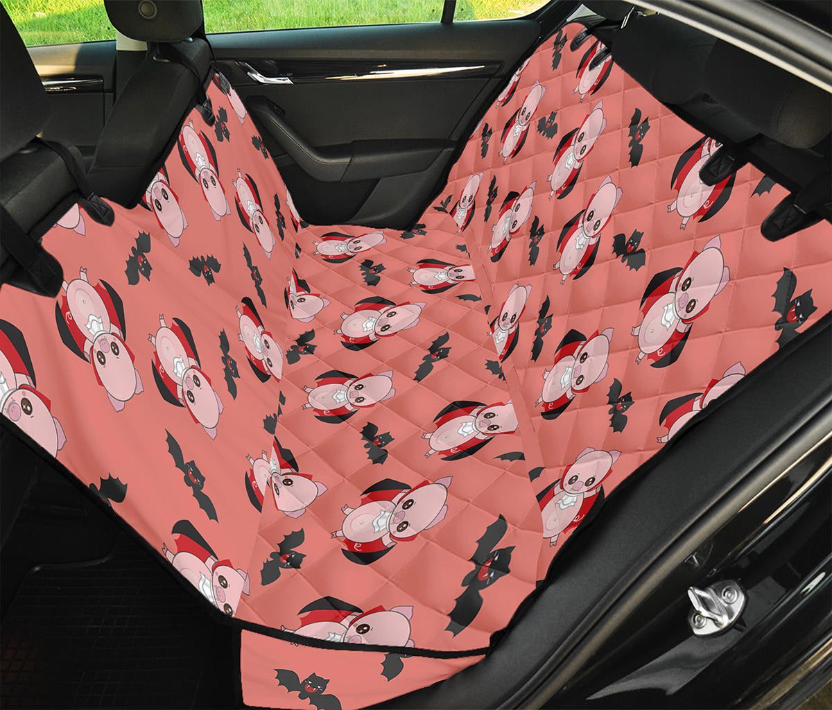 Dracula Pig Pattern Print Pet Car Back Seat Cover