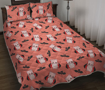Dracula Pig Pattern Print Quilt Bed Set