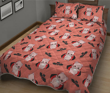 Dracula Pig Pattern Print Quilt Bed Set