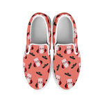 Dracula Pig Pattern Print White Slip On Shoes