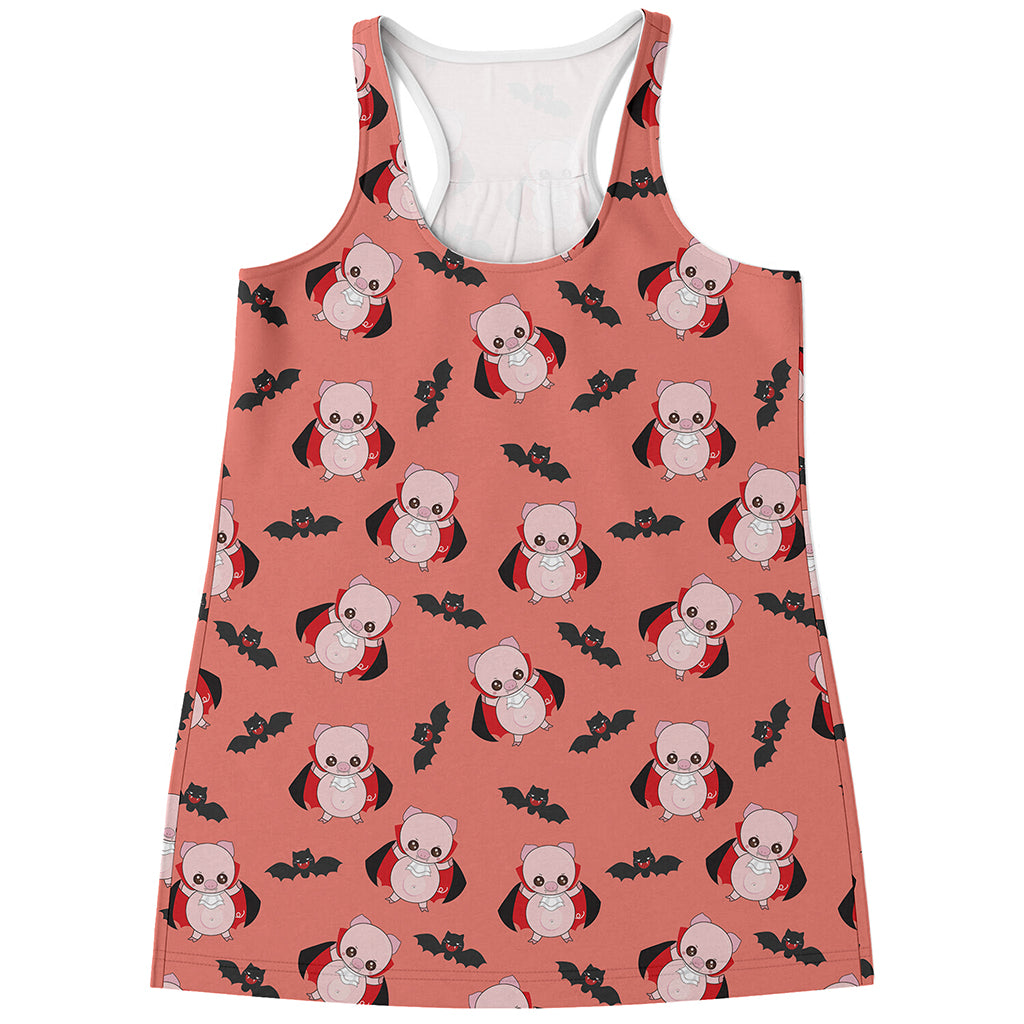 Dracula Pig Pattern Print Women's Racerback Tank Top