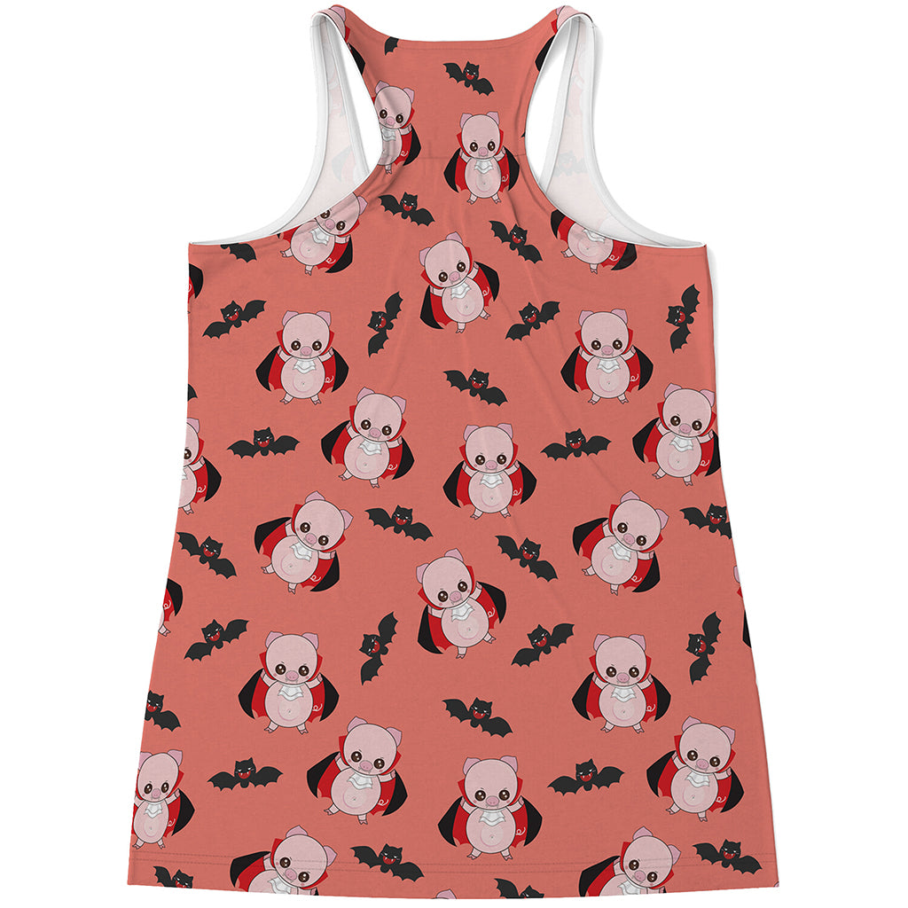 Dracula Pig Pattern Print Women's Racerback Tank Top