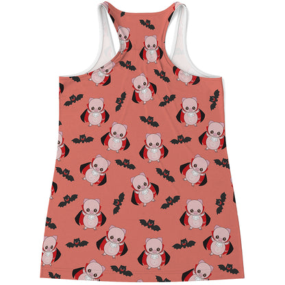 Dracula Pig Pattern Print Women's Racerback Tank Top