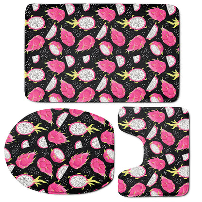 Dragon Fruit Pattern Print 3 Piece Bath Mat Set