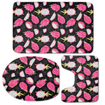 Dragon Fruit Pattern Print 3 Piece Bath Mat Set