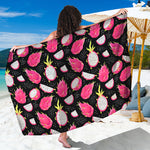 Dragon Fruit Pattern Print Beach Sarong Wrap