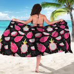 Dragon Fruit Pattern Print Beach Sarong Wrap