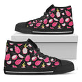 Dragon Fruit Pattern Print Black High Top Sneakers