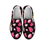 Dragon Fruit Pattern Print Black Slip On Shoes