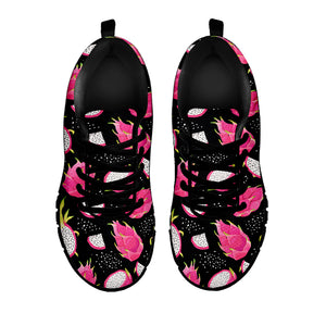 Dragon Fruit Pattern Print Black Sneakers