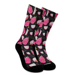 Dragon Fruit Pattern Print Crew Socks