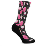 Dragon Fruit Pattern Print Crew Socks