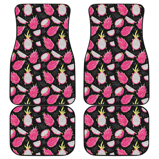 Dragon Fruit Pattern Print Front and Back Car Floor Mats