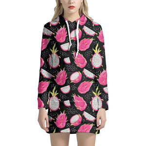 Dragon Fruit Pattern Print Hoodie Dress