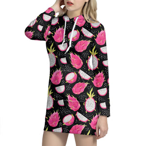 Dragon Fruit Pattern Print Hoodie Dress