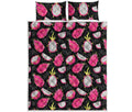 Dragon Fruit Pattern Print Quilt Bed Set