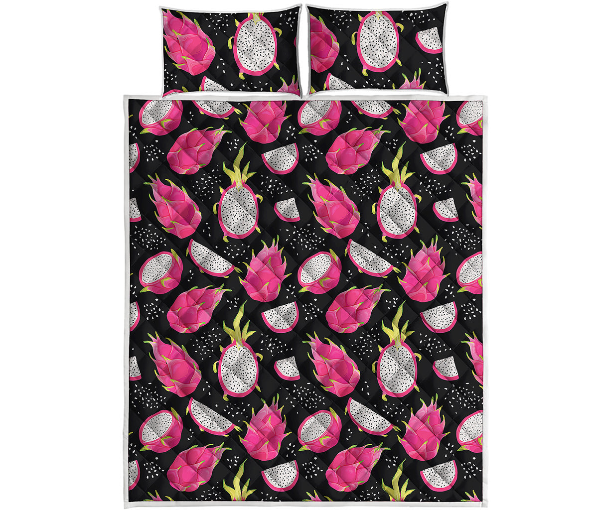Dragon Fruit Pattern Print Quilt Bed Set
