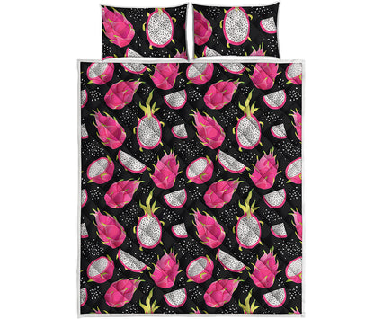 Dragon Fruit Pattern Print Quilt Bed Set