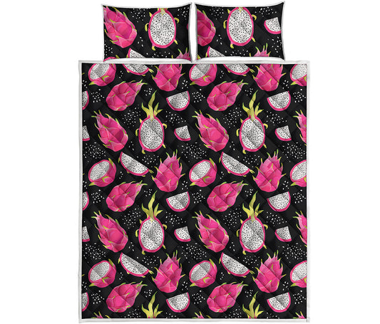 Dragon Fruit Pattern Print Quilt Bed Set
