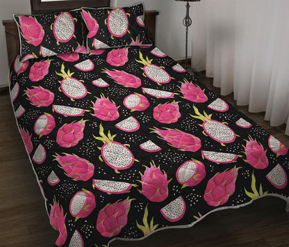 Dragon Fruit Pattern Print Quilt Bed Set