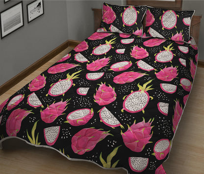 Dragon Fruit Pattern Print Quilt Bed Set