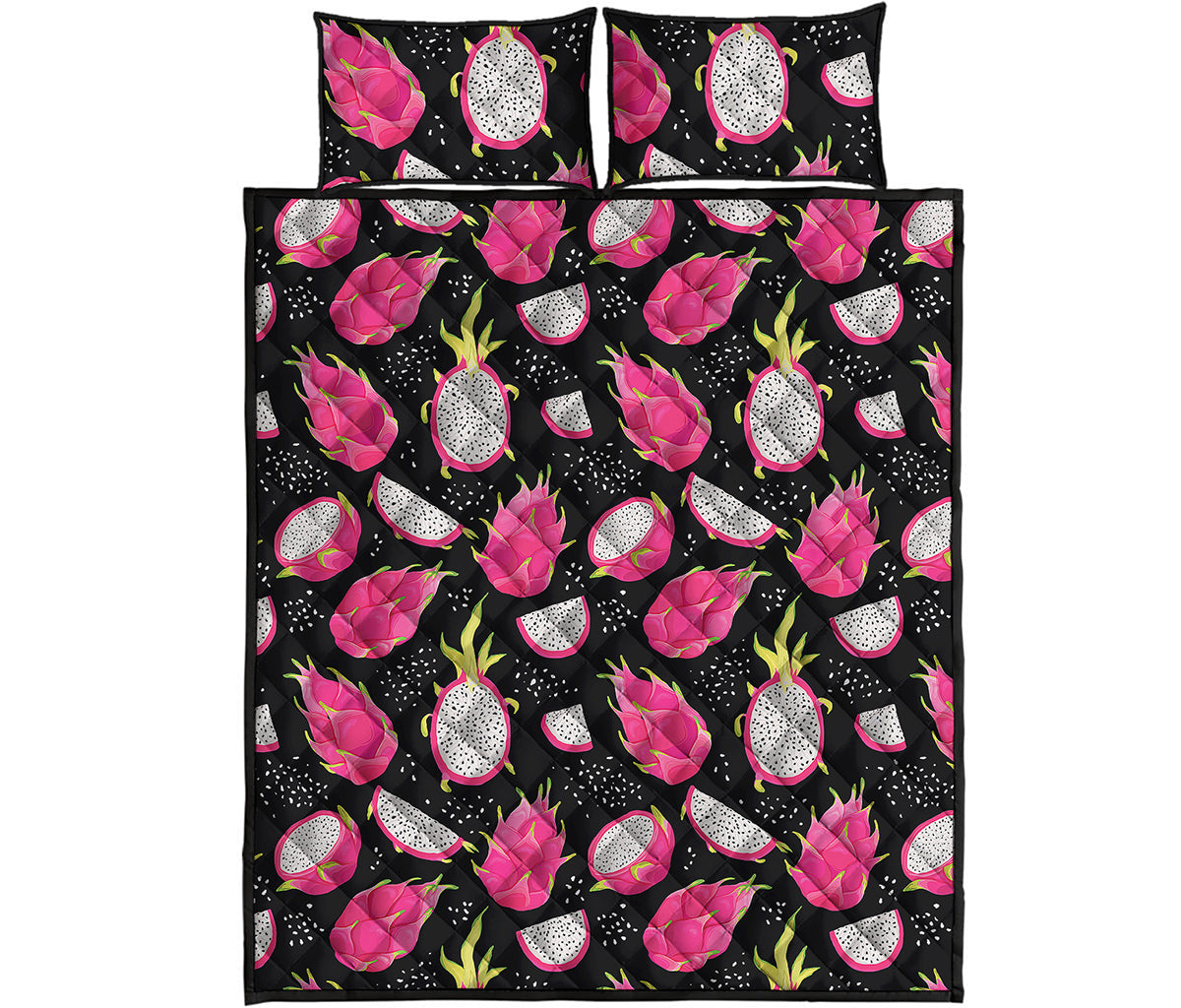 Dragon Fruit Pattern Print Quilt Bed Set