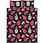Dragon Fruit Pattern Print Quilt Bed Set