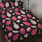 Dragon Fruit Pattern Print Quilt Bed Set