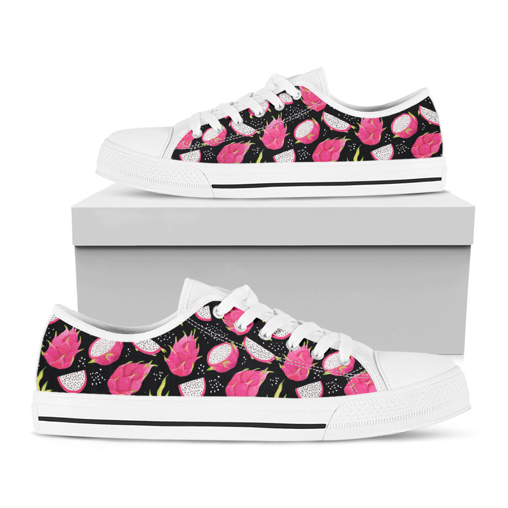 Dragon Fruit Pattern Print White Low Top Shoes