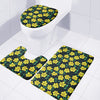 Drawing Daffodil Flower Pattern Print 3 Piece Bath Mat Set