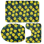 Drawing Daffodil Flower Pattern Print 3 Piece Bath Mat Set