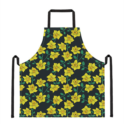 Drawing Daffodil Flower Pattern Print Apron