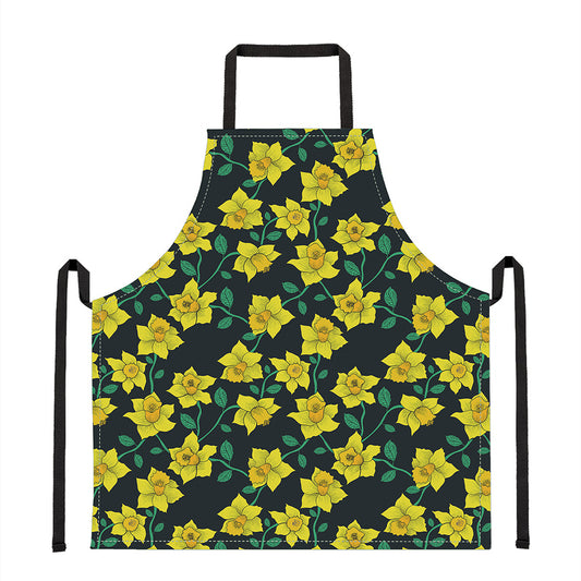 Drawing Daffodil Flower Pattern Print Apron