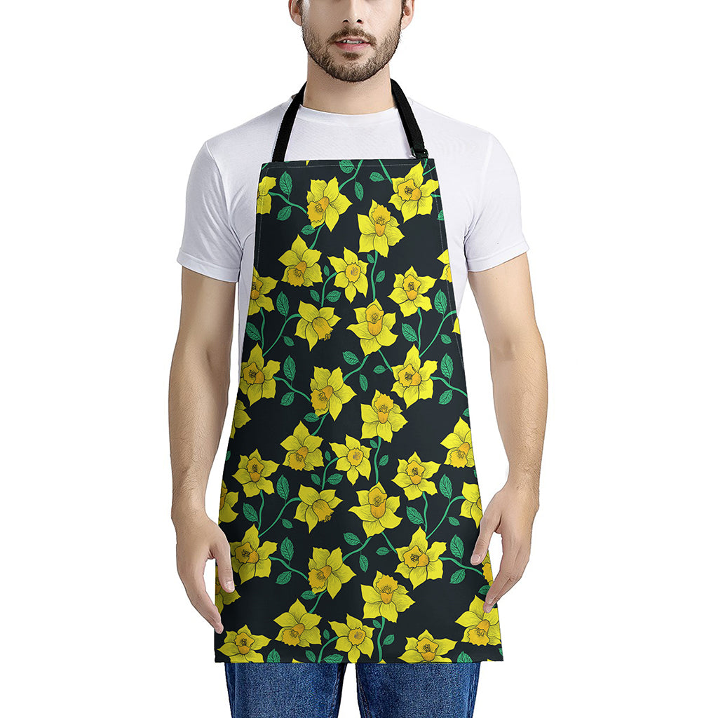 Drawing Daffodil Flower Pattern Print Apron
