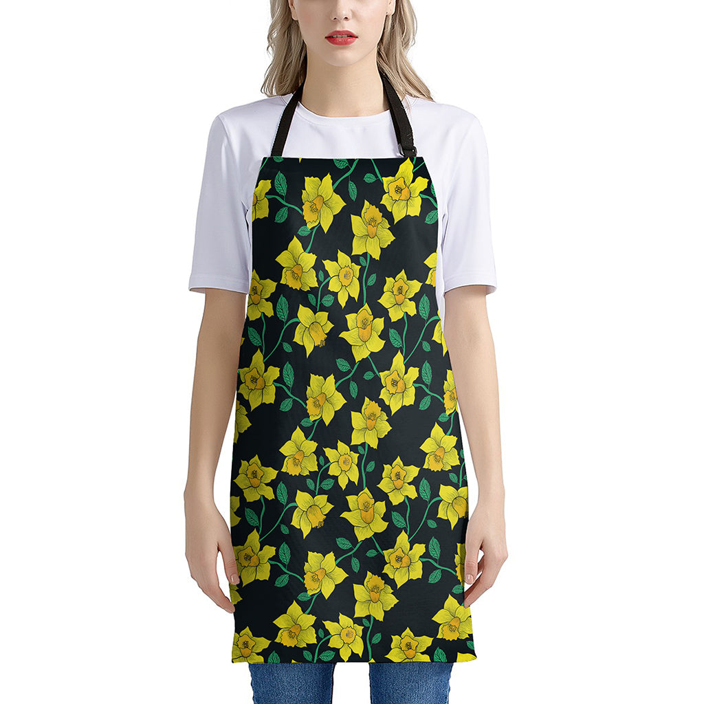 Drawing Daffodil Flower Pattern Print Apron