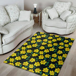 Drawing Daffodil Flower Pattern Print Area Rug