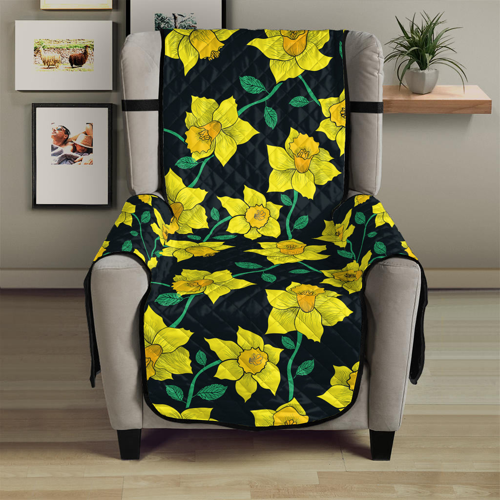 Drawing Daffodil Flower Pattern Print Armchair Protector