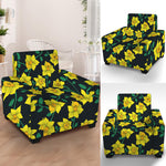 Drawing Daffodil Flower Pattern Print Armchair Slipcover
