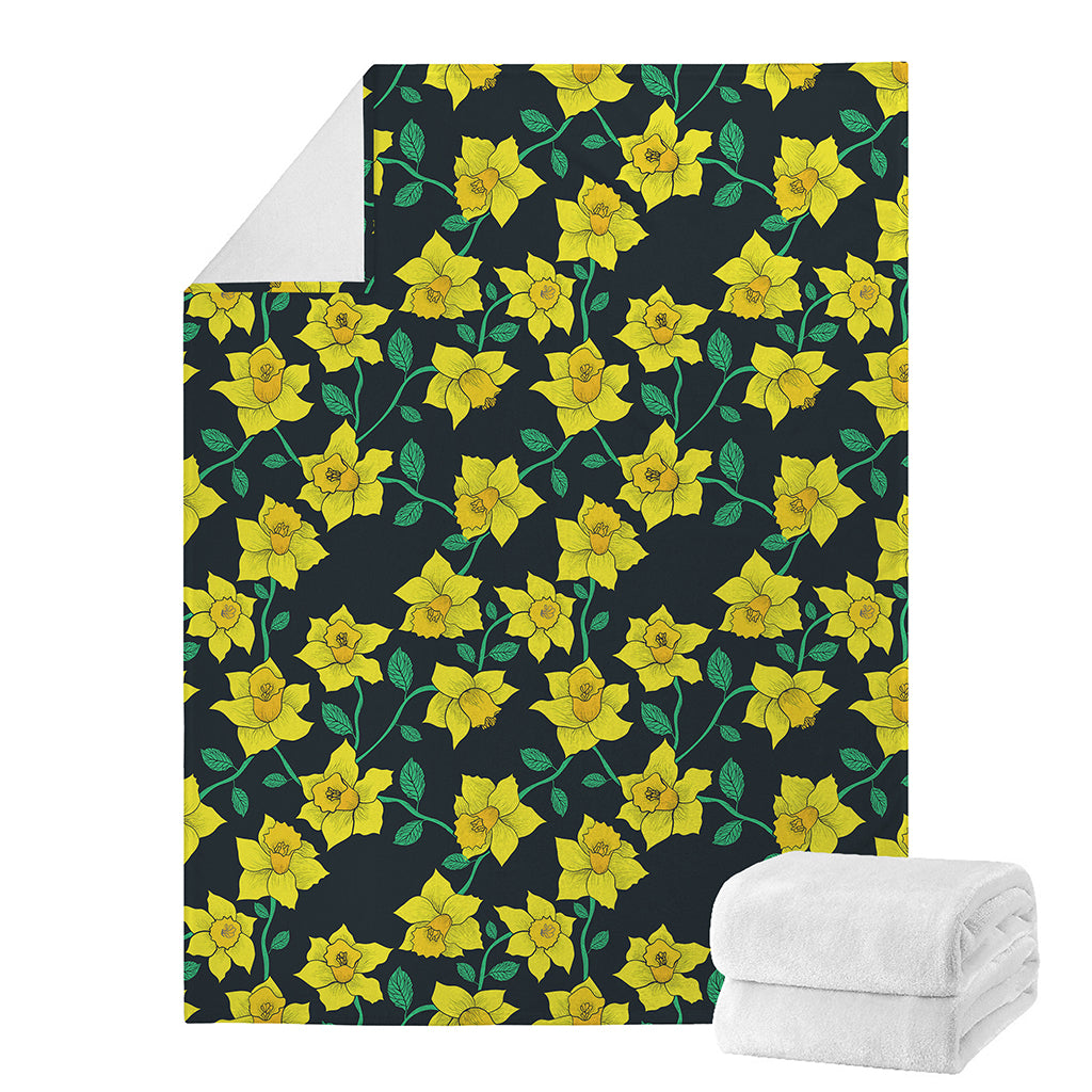 Drawing Daffodil Flower Pattern Print Blanket