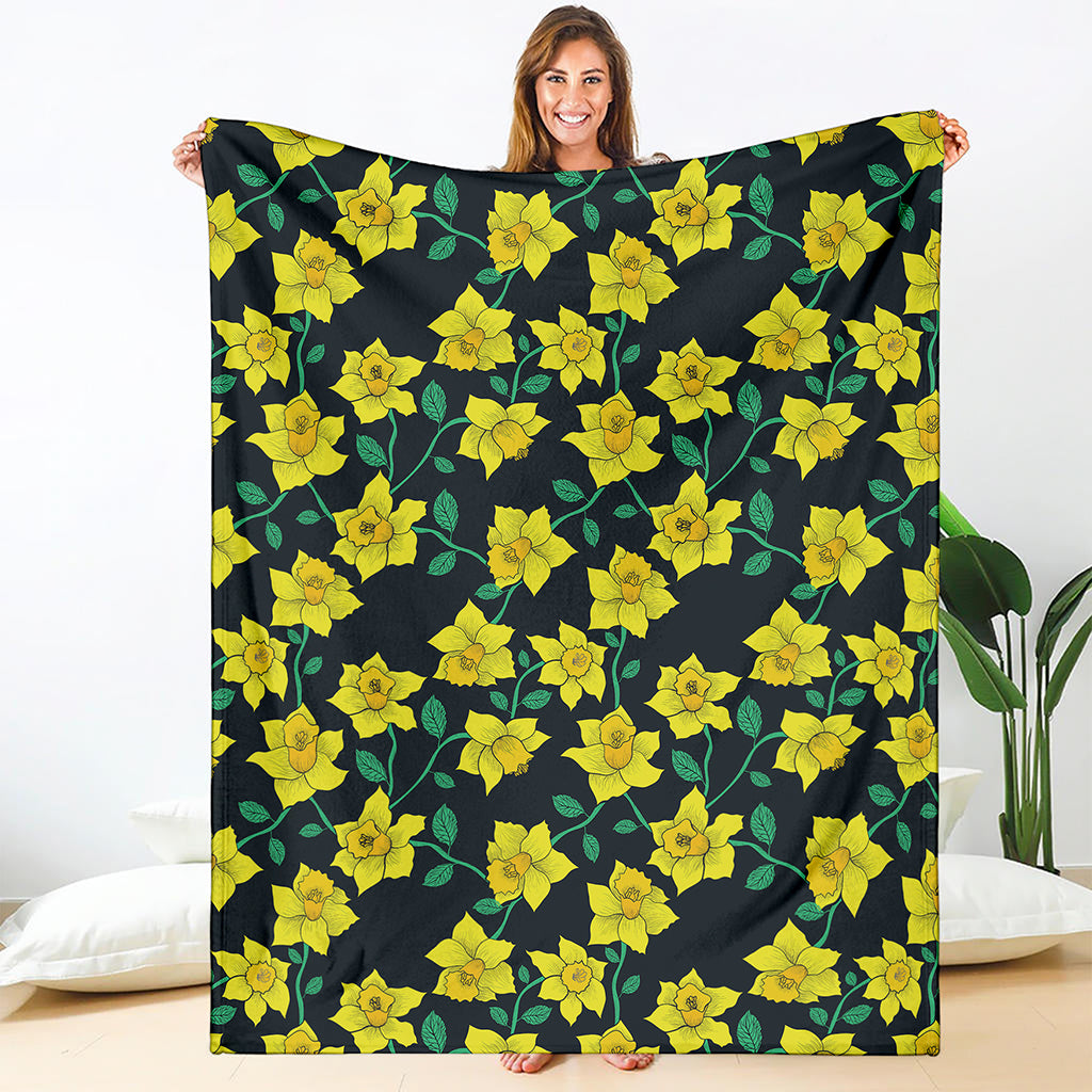 Drawing Daffodil Flower Pattern Print Blanket