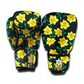 Drawing Daffodil Flower Pattern Print Boxing Gloves