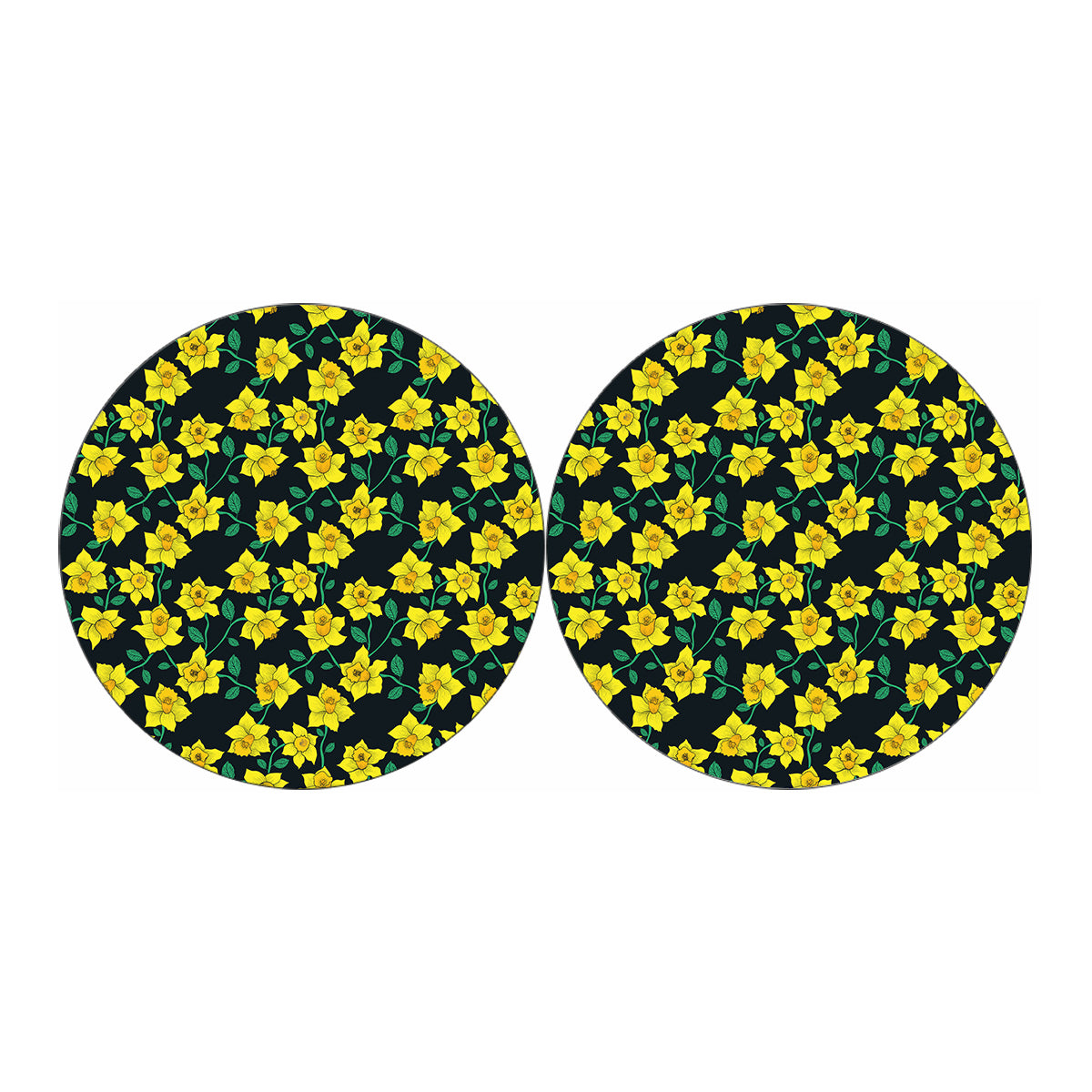 Drawing Daffodil Flower Pattern Print Car Coasters