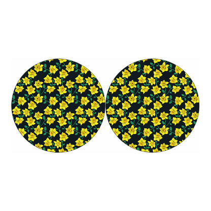 Drawing Daffodil Flower Pattern Print Car Coasters