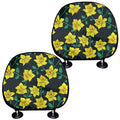 Drawing Daffodil Flower Pattern Print Car Headrest Covers
